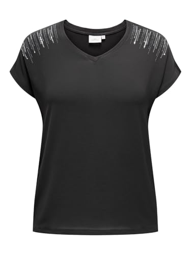 ONLY Curvy Damen Top V-Ausschnitt Kappenärmel Elegantes Muster Regular Fit bequem, Farben:Schwarz-2, Größe:42-44 ONLY Curvy Damen Top V-Ausschnitt Kappenärmel Elegantes Muster Regular Fit bequem, Farben:Schwarz-2, Größe:42-44 von ONLY Carmakoma