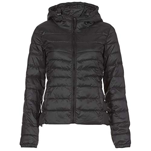 ONLY Damen Leichte Steppjacke ONLTAHOE Wattierte Herbst Frühling Übergangsjacke mit Kapuze & Reißverschluss, Farben:Schwarz, Größe:XS von ONLY