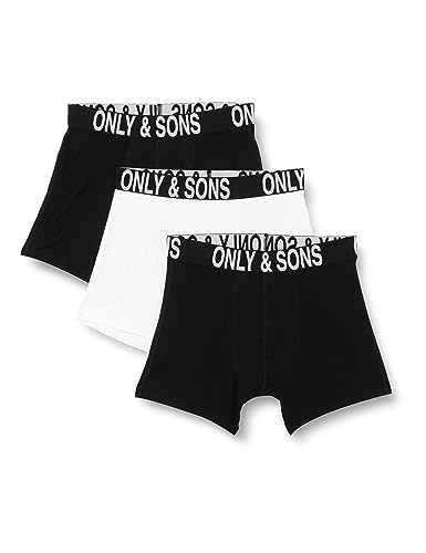ONLY & SONS Herren Boxershorts ONSFITZ WB Bold Trunk 3er Pack XS S M L XL XXL, Größe:S, Farbe:Black 2 Black 1 White 22028590 von ONLY & SONS