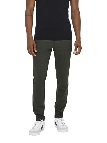 ONLY & SONS Herren Chino Hose ONSMARK 2911 - Slim Fit - Schwarz W28-W38 Stretch, Größe:31W / 34L, Farbe:Olive Night 22022911 von ONLY & SONS