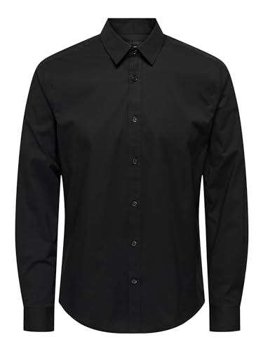 ONLY & SONS Herren Freizeit Hemd ONSANDY Slim Fit XS-XXL Schwarz Weiss Blau, Größe:XS, Farbe:Black 22026000 von ONLY & SONS