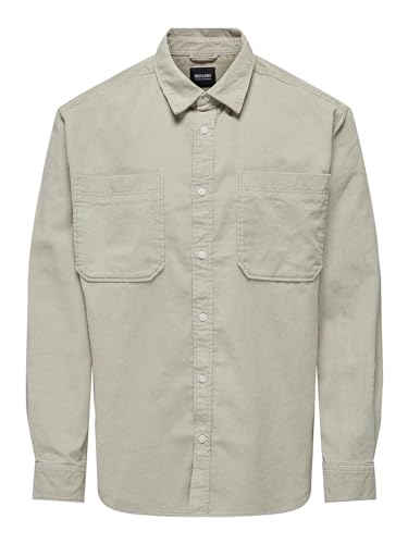 ONLY & SONS Herren Onsalp Rlx 2pkt Washd Cord Ls Shirt Noos, Silver Lining, XXL von ONLY & SONS