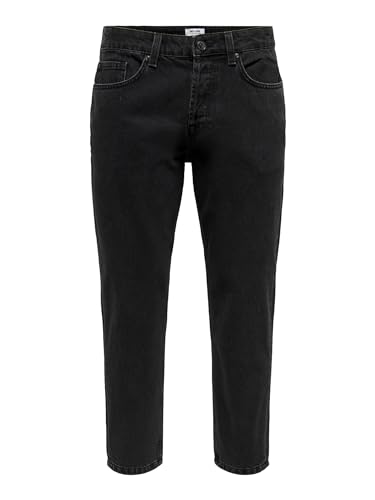 ONLY & SONS Herren Jeans ONSAVI Beam 2962 - Regular Fit - Schwarz - Black Denim, Größe:31W / 30L, Farbvariante:Black Denim 22022962 von ONLY & SONS