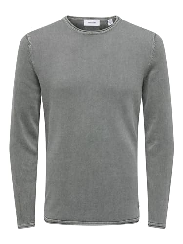 ONLY & SONS Herren Rundhals Strickpullover ONSGARSON 12 WASH Crew Neck, Größe:L, Farbe:Castor Gray 22006806 von ONLY & SONS