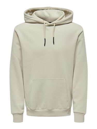 ONLY & SONS Herren Hoodie Kapuzenpullover ONSCERES XS S M L XL XXL Baumwolle, Größe:L, Farbe:Silver Lining 22018685 von ONLY & SONS