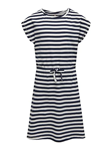 ONLY Mädchen Konmay S/S Dress Noos Jrs, Navy Blazer/Stripes:cloud Dancer, 122-128 von ONLY