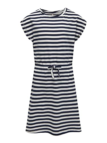 ONLY Mädchen Konmay S/S Dress Noos JRS Jerseykleid, Navy Blazer/Stripes:Cloud Dancer, 146-152 EU von ONLY