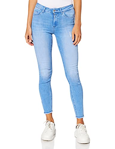 Damen ONLY Skinny Fit Ankle Jeans | Stretch Denim Hose Fransen am Saum | ONLBLUSH Cropped Röhrenjeans, Farben:Hellblau, Größe:XL / 32L von ONLY