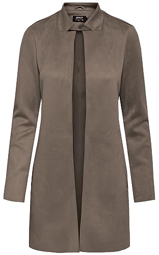 ONLY Damen Kunstleder Mantel ONLSoho Jacke in Wildlederoptik 15218563 Walnut XS von ONLY