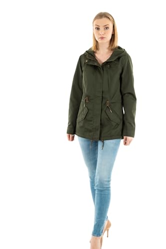 ONLY Damen Kurzmantel Übergangs-Jacke ONLLorca Canvas Parka 15216452 Forest Night S von ONLY