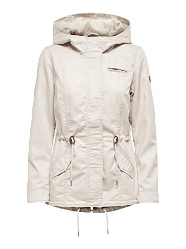 ONLY Damen Kurzmantel Übergangs-Jacke ONLLorca Canvas Parka 15216452 Moonbeam S von ONLY