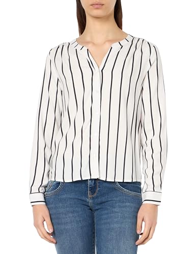 ONLY Damen Langarm-Bluse ONLGusta Life Damenshirt mit Knopfleiste 15317938 Cloud Dancer Night Sky Ocean Stripe XS von ONLY