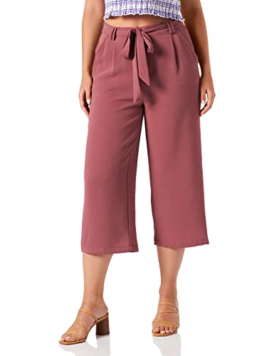 ONLY Damen Lockere Culotte Hose | Elegante 3/4 Stoff Marlene Pants | Bindegürtel & Stretch Bund ONLWINNER, Farben:Braun, Größe:34 von ONLY