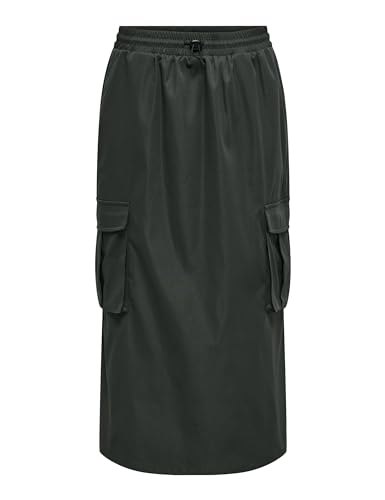 ONLY Damen Maxi Rock Langer Rock mit Cargo Taschen und elastischem Bund, Farben:Dunkelgrün, Größe:XL von ONLY