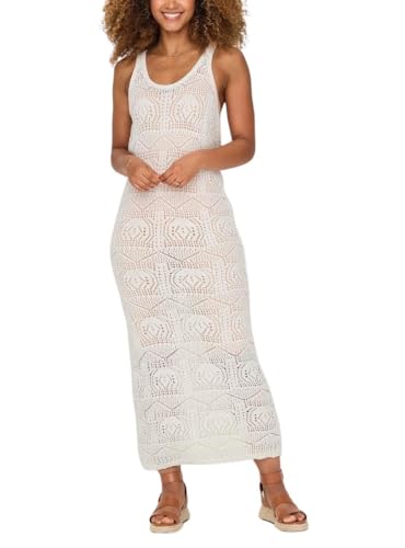 ONLY Damen Maxi-Strickkleid Häkelkleid ONLBeach langes Sommerkleid ärmellos 15323934 Eggnog XS von ONLY