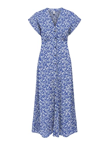 ONLY Damen Viskose Sommer-Kleid Onlnova Life Mollie Long Dress AOP PTM (DE/NL/SE/PL, Alphanumerisch, S, Regular, Regular, Dazzling Blue) von ONLY