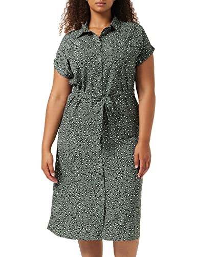 ONLY Damen Blusenkleid mit Bindegürtel | Lockeres Midi Kurzarm Tunika Dress | Knopfleiste ONLHANNOVER, Farben:Grün-2, Größe:40 von ONLY