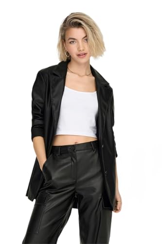 ONLY Damen ONLHEIDI SUS SB Faux Leath CC OTW Blazer, Black, XS von ONLY