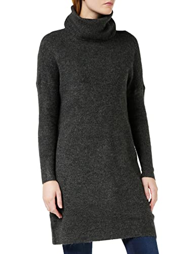 ONLY Damen Strickkleid Loose Fit Longsleeve Knit Kleid mit Langen Ärmeln ONLJANA Rollkragen Dress Pullover, Farben:Dunkelgrau, Größe:XL von ONLY