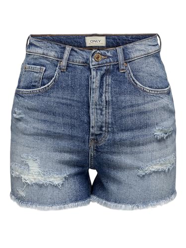 ONLY Damen ONLJENNA EX HW RAW DNM AZG111 Shorts, Medium Blue Denim, M von ONLY