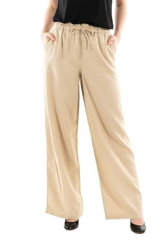 ONLY Damen Onlcaro Hw Pb Wide Linen Bl Pant Cc Pnt, Oxford Tan, M / 32L von ONLY