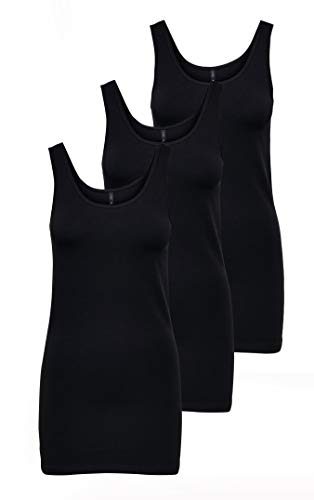 ONLY Damen Onllive Love Long Tank TOP JRS 3-PA, Black/+ 2 Black, XS von ONLY