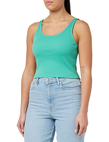 ONLY Damen Geripptes Crop Top | Kurzes Sleeveless Rundhals Oberteil | Bauchfrei Einfarbig ONLNESSA, Farben:Grün, Größe:L von ONLY