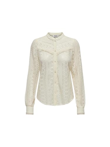 ONLY Damen Onlreba Lace L/S Shirt Wvn Noos, Egret, L von ONLY