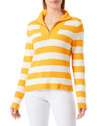 ONLY Damen Pullover Onlkatia Ls Zip Highneck Cc KNT, Carrot Curl/Stripes:Melange/Whitecap Gray, L ONLY Damen Pullover Onlkatia Ls Zip Highneck Cc KNT, Carrot Curl/Stripes:Melange/Whitecap Gray, L von ONLY