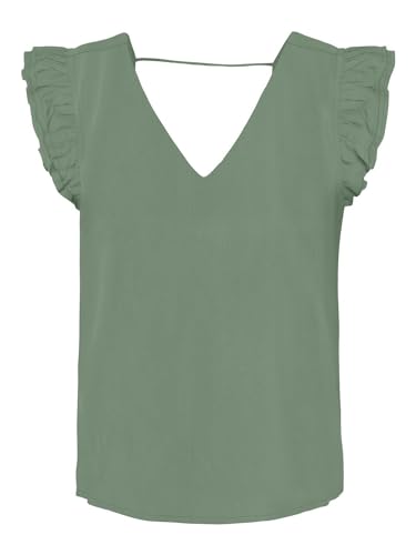 ONLY Damen T-Shirt ONLSTAR Life S/S Frill String TOP PTM (DE/NL/SE/PL, Alphanumerisch, S, Regular, Regular, Hedge Green) von ONLY