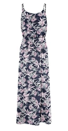 ONLY Damen Viskose Maxi Träger-Kleid Onlnova Life Strap mit Blätterprint 15222217 Sky Captain 476 True Leaf 38 von ONLY