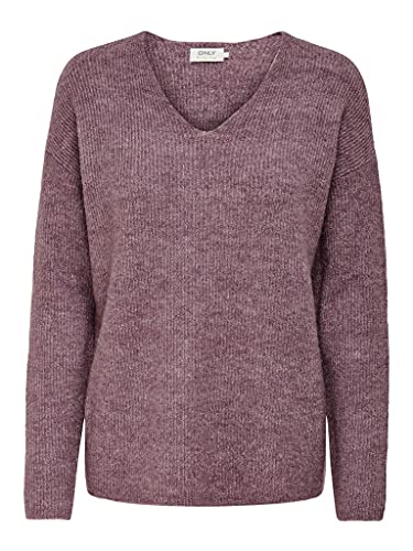 ONLY Damen Warmer Strickpullover | Knitted Basic Stretch Sweater | Langarm V-Ausschnitt Shirt ONLCAMILLA, Farben:Braun, Größe:XS von ONLY