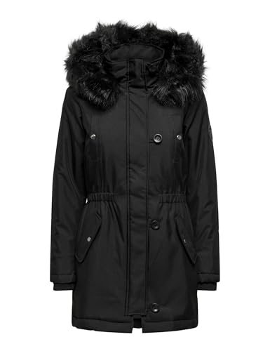 ONLY Damen Winterparka ONLIris mit Fellkapuze 15304625 Black/Black Fur S von ONLY