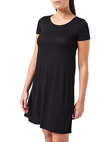 ONLY Damen Lockeres Shirtkleid | Mini Basic Kurzarm Sommer Dress | Rücken Ausschnitt Schnürung ONLBERA, Farben:Schwarz, Größe:S von ONLY