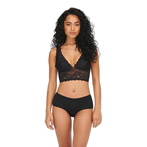 ONLY Damen Spitzen Slips | 3-er Stück Pack Low Hipster Unterhosen | Nahtlose Unterwäsche Panty ONLCHLOE, Farben:Schwarz, Größe:S von ONLY