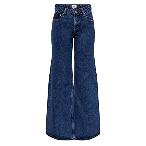 ONLY Women's ONLCHRIS REG Low Wide DNM NAS411 NOOS Jeans, Medium Blue Denim, 27/32 von ONLY