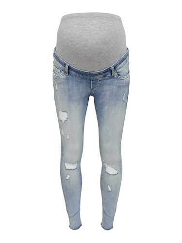 ONLY MATERNITY Damen Olmblush Mid Sk Raw Ankle Dnm, Light Blue Denim, XL / 32L von JACK & JONES