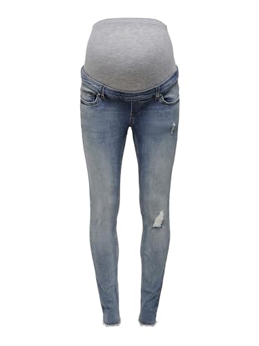 ONLY MATERNITY Damen Olmblush Mid Sk Ank Raw Dnm, Medium Blue Denim, L / 32L von JACK & JONES