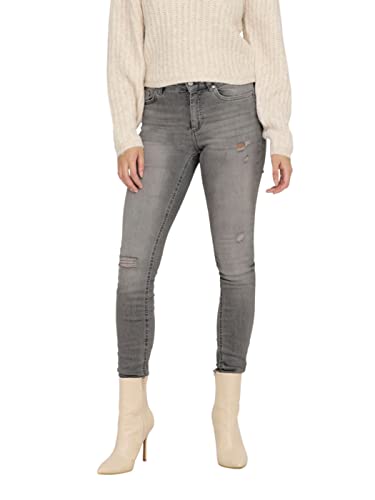 ONLY Damen Onlblush Mid Sk Ak Rw Dst Dnm Rea724noos Jeans, Medium Grey Denim, XS / 32L EU von ONLY