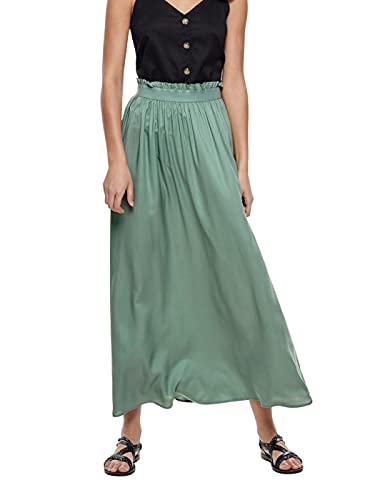 ONLY Damen Maxi Falten Rock | Einfarbiger Plissee Skirt mit Gummizug | Wadenlanges Basic ONLVENEDIG, Farben:Grün, Größe:XS von ONLY