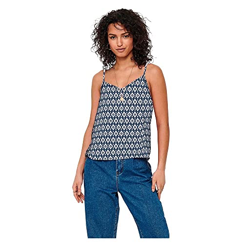 ONLY Top Onlnova Life Paris Singlet AOP PTM (as3, Numeric, Numeric_34, Regular, Regular, Dark Denim) von ONLY