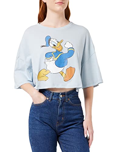 ONLY Women's ONLDISNEY Cropped S/S TOP Box JRS T-Shirt, Cashmere Blue/Print:Donald, XS von ONLY