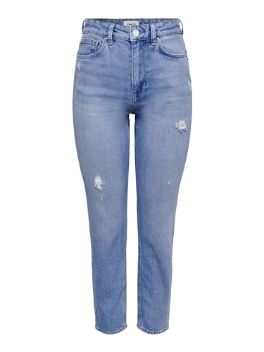 ONLY Women's ONLEMILY HW STR ANK DST DNM REA697 NOOS Jeans, Light Blue Denim, 29W / 30L von ONLY