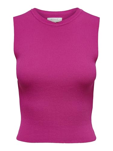 ONLY Damen Geripptes Cropped Top Kurzes T-Shirt Rundhals Oberteil Ärmellos ONLMAJLI von ONLY