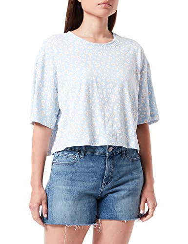 ONLY Women's ONLMAY S/S Boxy Crop AOP/Stripe TOP JRS T-Shirt, Cashmere Blue, XS von ONLY