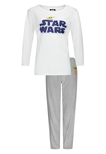 Star Wars Yoda Damen Schlafanzug Lang Pyjama-Set Langarm-Shirt mit Schlafhose (as3, Alpha, m, Regular, Regular) von ONOMATO!