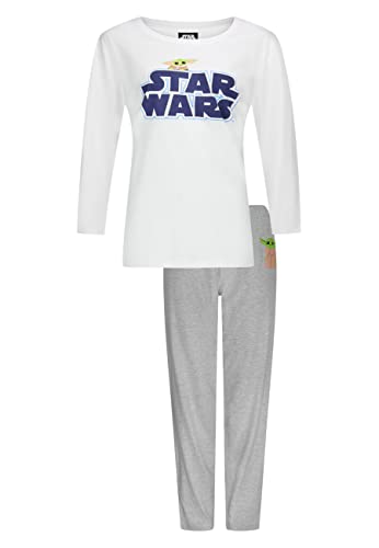 Star Wars Yoda Damen Schlafanzug Lang Pyjama-Set Langarm-Shirt mit Schlafhose (as3, Alpha, s, Regular, Regular) von ONOMATO!