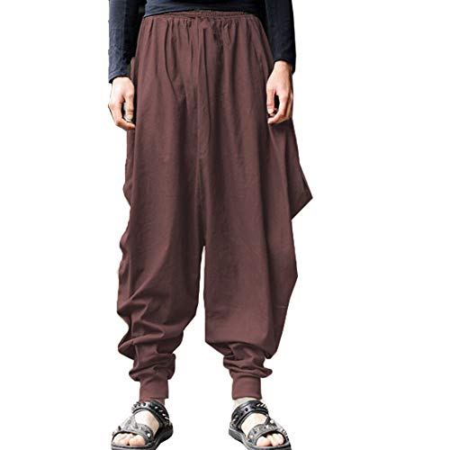 ONTTNO Haremshose für Herren, lockere Taille, legere Hippie-Hose, Braun, Einheitsgröße ONTTNO Haremshose für Herren, lockere Taille, legere Hippie-Hose, Braun, Einheitsgröße von ONTTNO