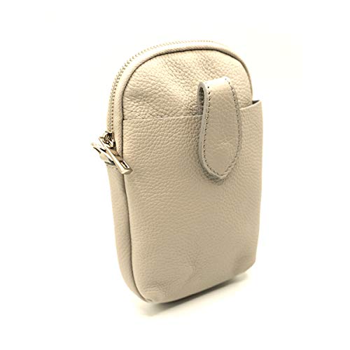 OOG Damen Handy Umhängetasche Schultertasche Leder Frauen Klein Tasche Umhängetasche Cross-Body Geldbörse Handytasche mit Verstellbar Abnehmbar Beige von OOG