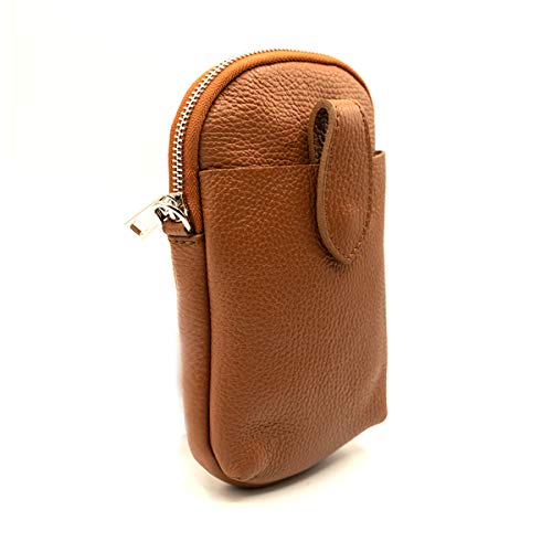 OOG Damen Handy Umhängetasche Schultertasche Leder Frauen Klein Tasche Umhängetasche Cross-Body Geldbörse Handytasche mit Verstellbar Abnehmbar Camel von OOG